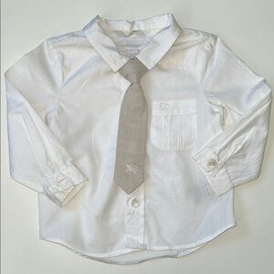 Burberry Infant Classic White Shirt with Beige Tie
